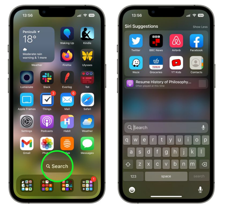 禅城苹果手机维修分享升级到 iOS 16 后，如何删除主屏幕上的搜索按钮 