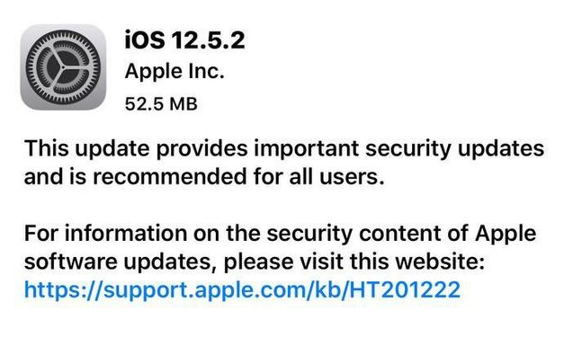 禅城苹果手机维修分享iOS12.5.2发布，建议所有老苹果用户安装 
